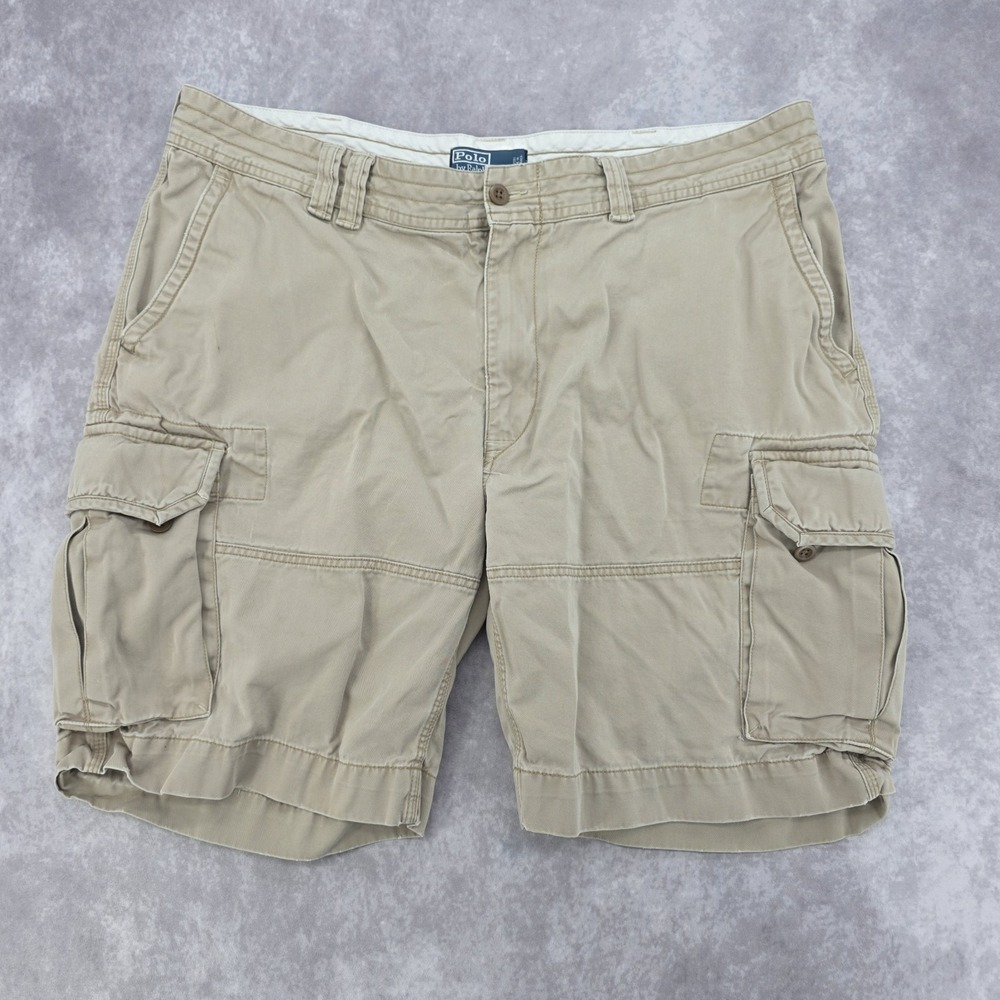 Polo Ralph Lauren Mens 42Tall Cargo Shorts Mens Beige Khaki Multi Pocket Y2K